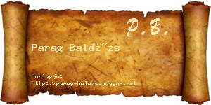 Parag Balázs névjegykártya